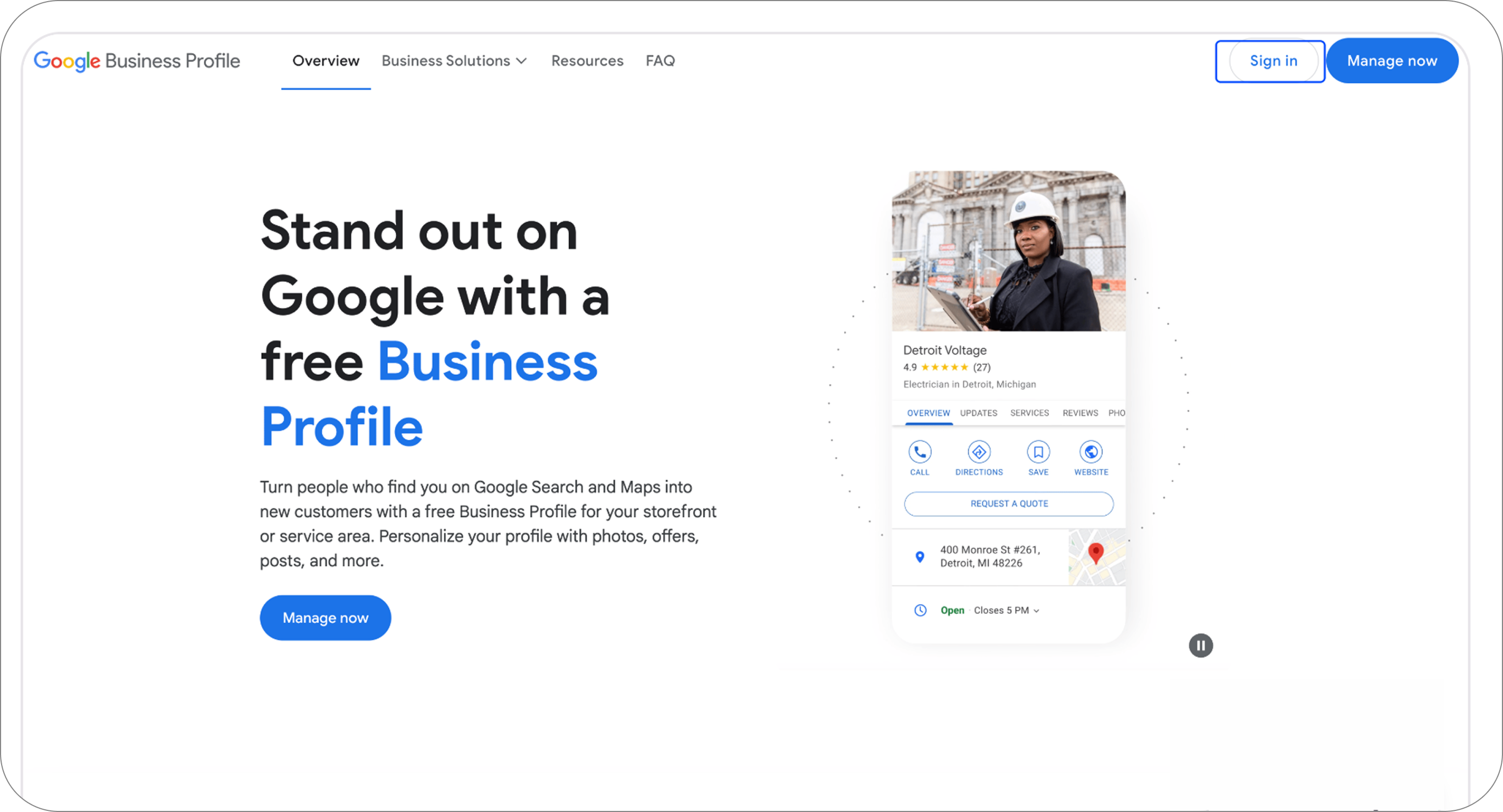 Google Business Profile page